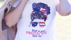 GOA Women's Cut - Just a Girl, Protecting Her Own T-Shirt